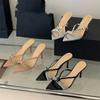 Summer Women's High-heeled Sandals, One-strap High-heeled Slippers, Pointed Toe, Rhinestone, Open-toe Slippers.