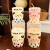 Cute Polka Dot Animal Ceramic Straw Cup with Lid Children's Household Cup  Girly Heart Creative Gift Souvenir