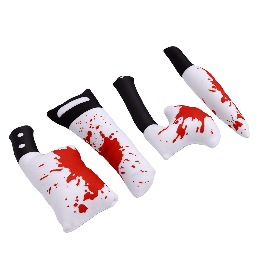 4pcs Halloween Cat Catnip Toys Built in Crinkle Paper Dual Sensory Stimulation Interactive Horror Teething Chew Plush
