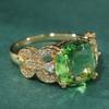 Fashion Classic Inlaid Geometry Green Synthetic Zirconia Ring for Women's Elegant Sparking Banquet Festival Jewelry Accessories