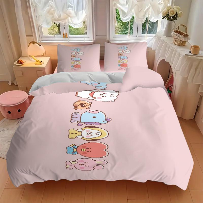 3Pcs Kawaii Friends Together Bedding Sets For All Sizes New 3D Printed Bed Cover Comforter Duvet Cover Pillowcase Bedroom Decoration