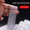 Double-sided fusible non-woven interlining adhesive for garments and piping.