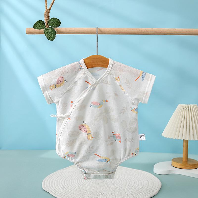 

Летний детский ромпер из хлопка без косточек для мальчиков и девочек - Наряд для прогулок для новорожденных, треугольный боди 73cm