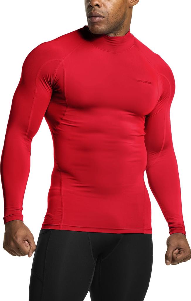 Tesla High Neck Compression Wear UV Long Sleeve Sports Compression Sports Base Layer Men's [Stretchable, Protection, Sweat-Wicking, Quick-Drying]