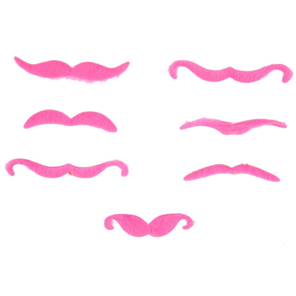 7pcs Fake Mustaches Novelty Cosplay Costume Beard for Birthday Halloween Party Pink
