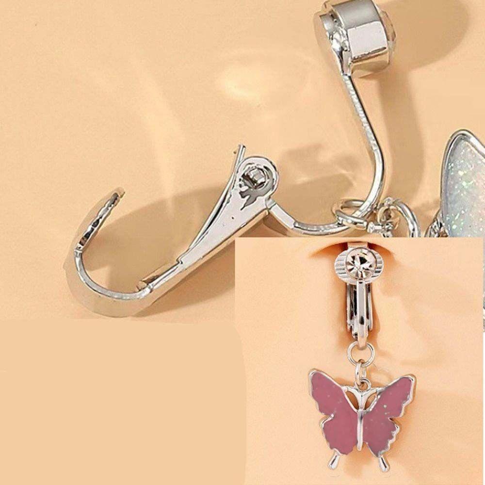 Butterfly Zircon Fake Belly Piercing Clip Copper Belly Ring Lovely No Piercing Belly Button  Male
