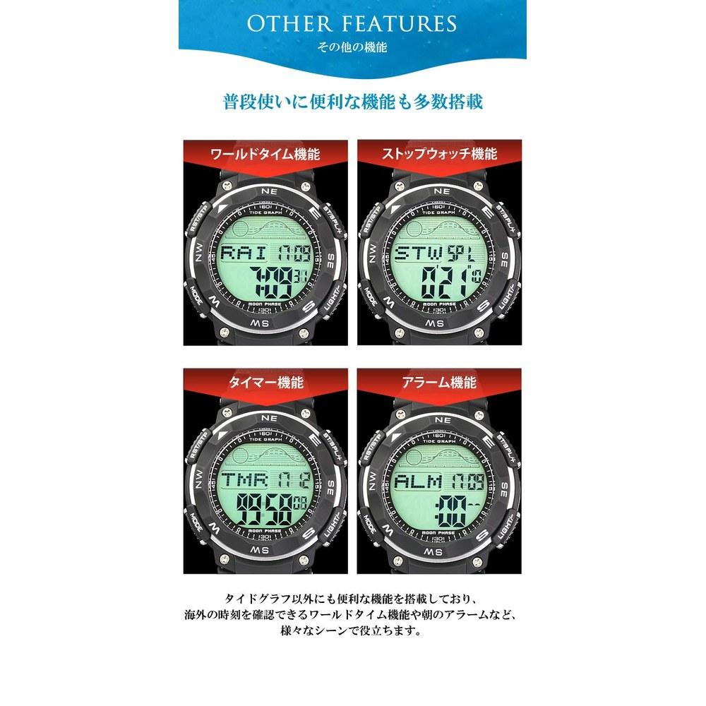 LAD WEATHER Diver's Watch Tide Graph Digital Watch 100m Water-Resistant Black Standard LCD