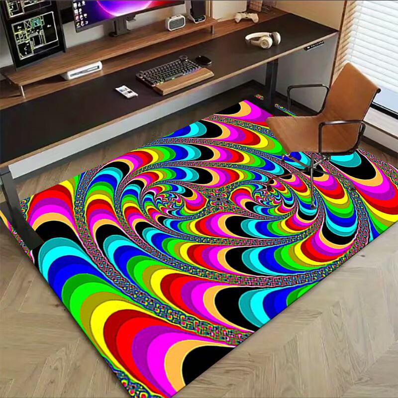 1PC Psychedelic Pattern Extra Large Non Slip Floor carpet, Office, family, bedroom, Studio Large Area Rug Indoor Rugs, , Vibrant Colors