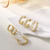 Trendy Gold Color Sparkling Zircon Huggie Stud Earrings for Women Hip-hop Punk Stackable Hoop Earrings Party Daily Wear Jewelry