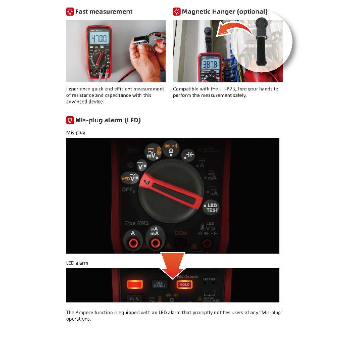UNI-T UT15B/UT17B/UT18B MAX Digital multimeter, AC/DC voltage, current, resistance, LED diode tester, electrician measuring tool
