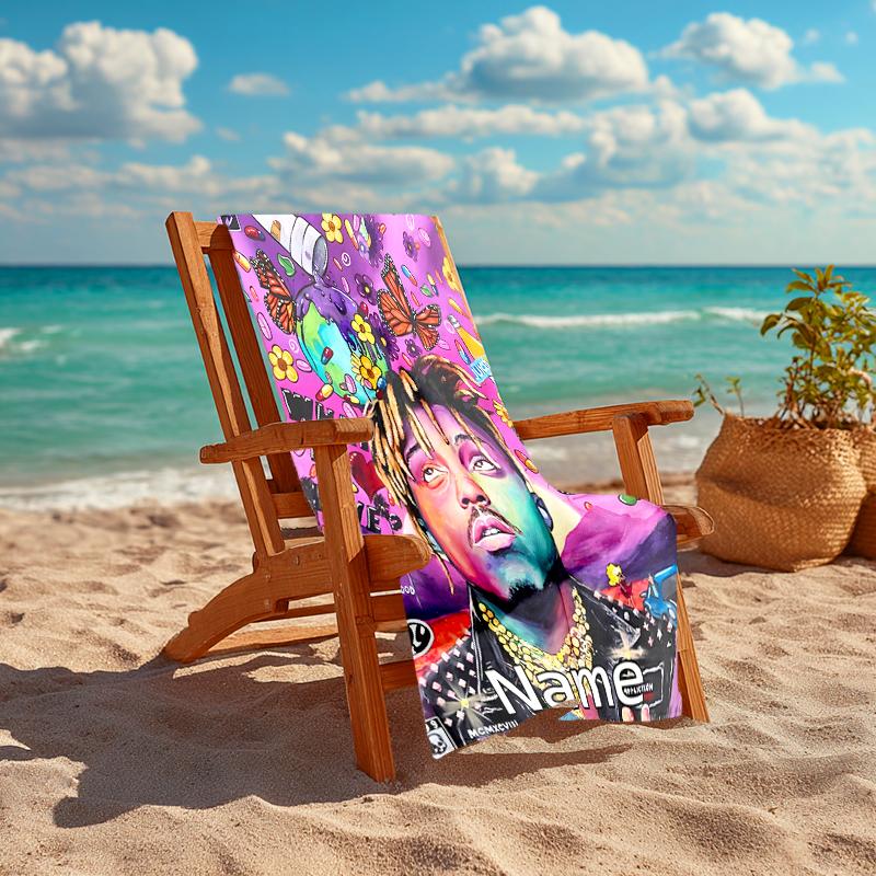 Personalized customized proof beach towel with Juice WRLD pattern - soft, absorbent,quick-drying,perfect swimming,camping&bathing