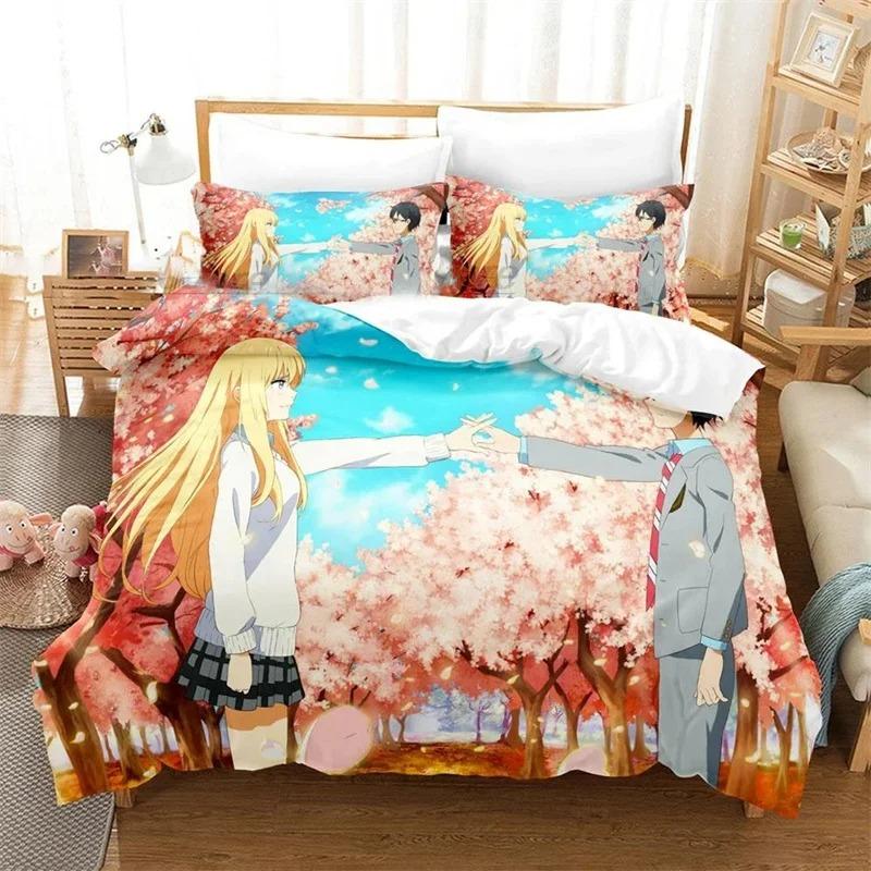 3D Printed Anime Your Lie In April Bedding Collections Exquisite Bed Supplies Set Duvet Cover Bed Comforter Set Luxury Birthday Gift