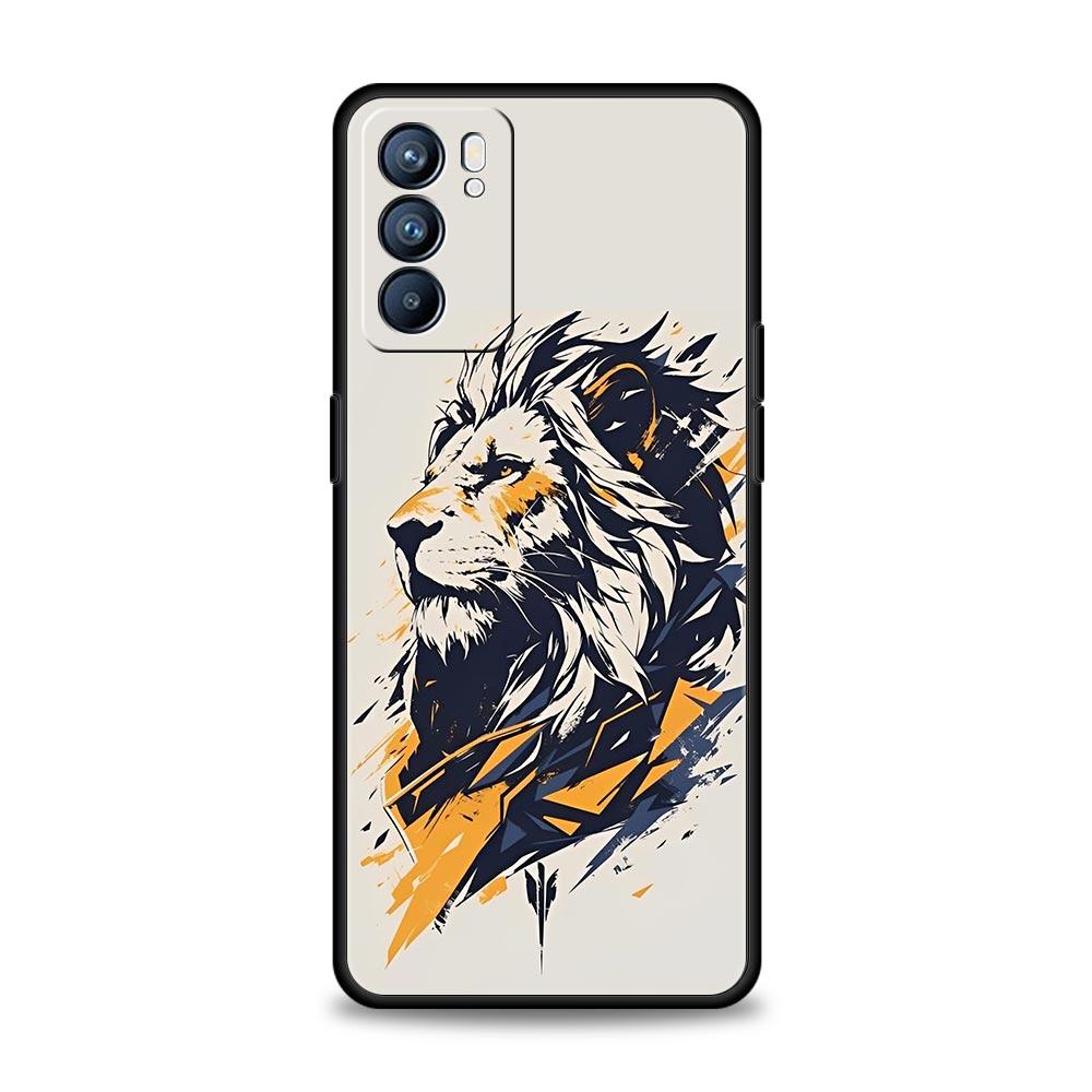 Concise Lion Pattern Phone Case For Oppo Reno14 Reno13 Reno12 11 F 10 Find X5 X9 Pro A54 5G A53 A52 A9 A16 A78 4G A80 A98 Cover