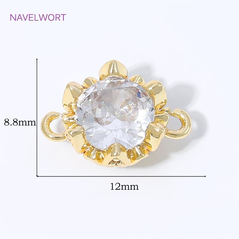 18K Gold Plated Brass Charms Connectors For Jewelry,Crystal Zircon Connector Charms,Earrings Connectors Accessories,DIY Jewelry 1 piece