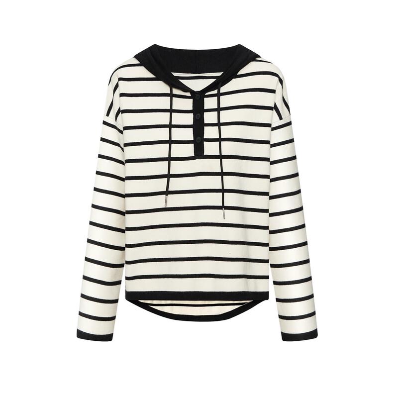 FivePlus Women's Striped Hooded Knit Sweater