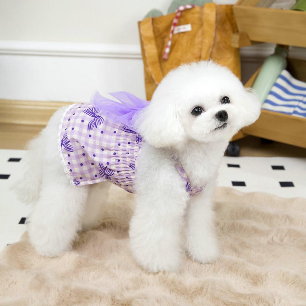 

Хлопковая одежда для питомцев, приятная к коже, юбка для щенка йоркшира, весенне-летнее платье для питомца, кошка XL фиолетовый