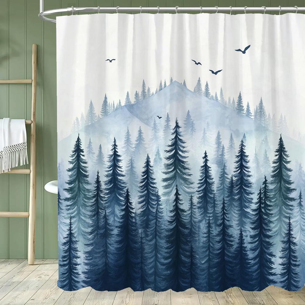 

1Pc Natural Landscape Shower Curtain, Bathroom Decorative Shower Curtain, Printed Polyester Fabric Shower Curtain With Hooks W60H190(CM)-1 Pcs