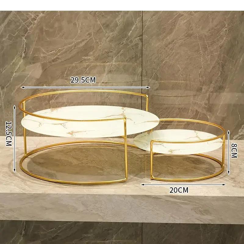 Vassoio in Vetro Marmorizzato Metallico Set da 2 Pezzi Scaffale Decorativo Portaoggetti Organizer da Scrivania Scaffale per Cosmetici Espositore Scaffali per Bagno