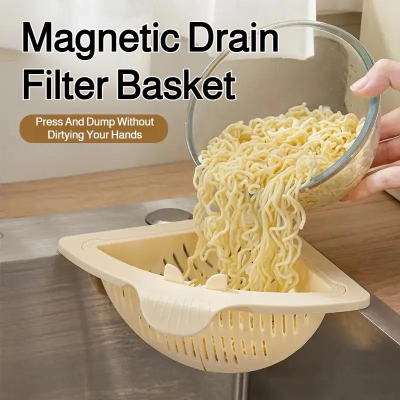 Magnetic Kitchen Sink Strainer Basket Magnetic Drain Basket Capacity Drainage Shelf Leftover Food Separation Draining Rack