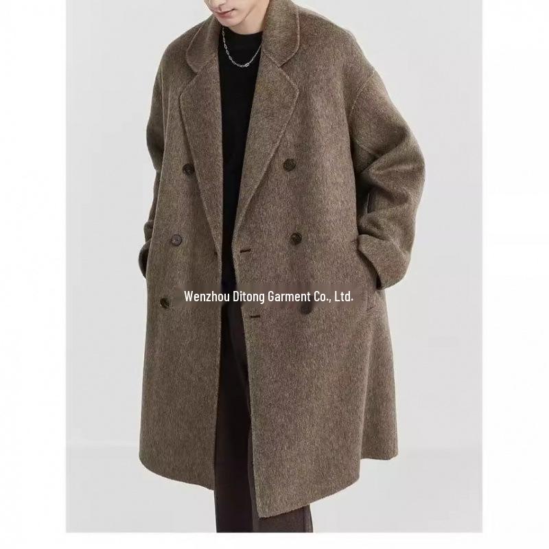 Men's Mid-Length Double-Sided Wool Coat: New Stylish Thickened Korean Winter Design