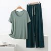 Set Pigiama Estivo da Donna in Modal - Manica Corta, Pantaloni Lunghi a Gamba Larga, Taglie Forti, Abbigliamento Casual e da Esterno