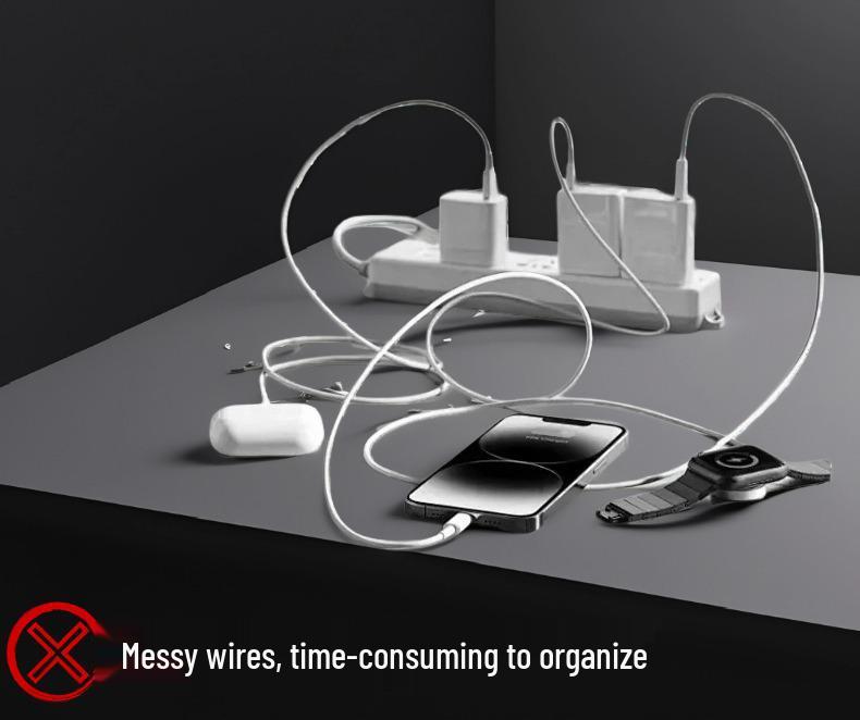 65W Dual Port PD Charger with Retractable Type-C Cable for Fast Charging (A+C)