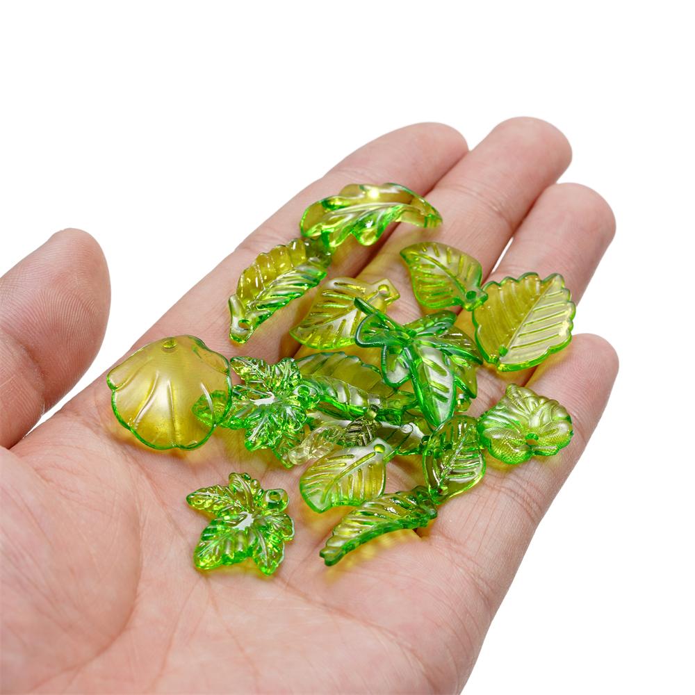 10-100pcs Green Acrylic Leaf Charms Leaves Beads Pendants For Diy Necklace Bracelet Earrings Jewelry Making Handmade Crafts