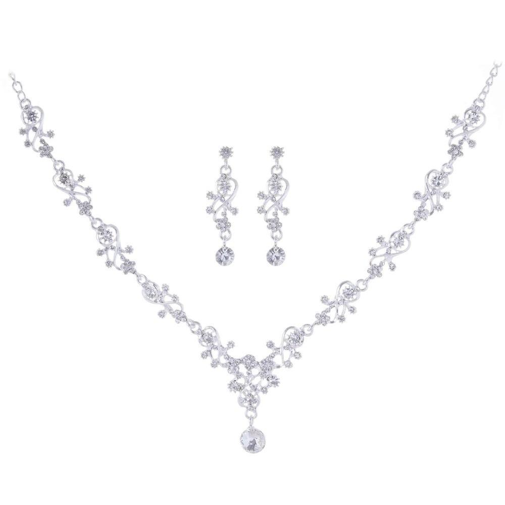 Rhinestone Bridal Jewelry Sets Shiny Necklace Earring Set  Valentine Day Gifts