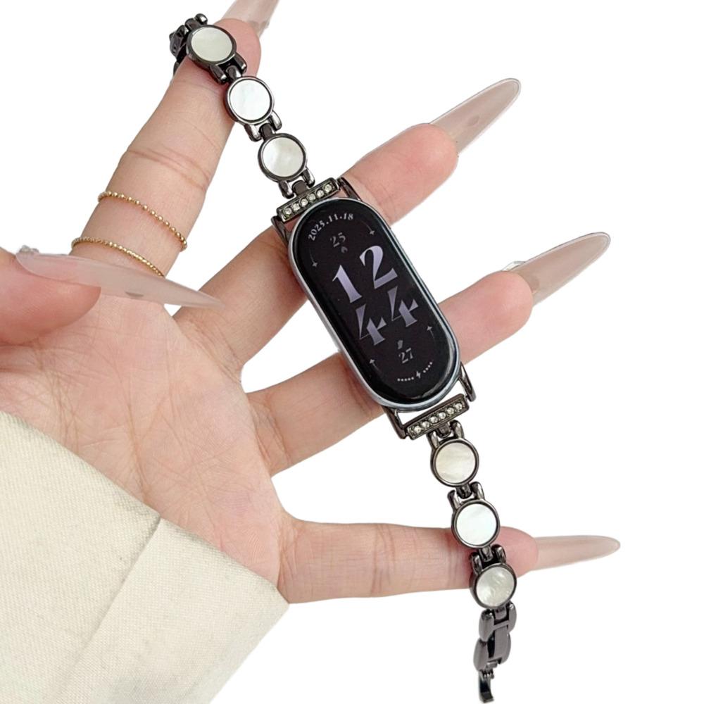 Luxury Pearl Watch Bands for Xiaomi Mi Band 10 9 8 Wristbands Redmi Watch 4 5 6 Link Metal Straps for Mi Band 8Pro 9Pro Correas