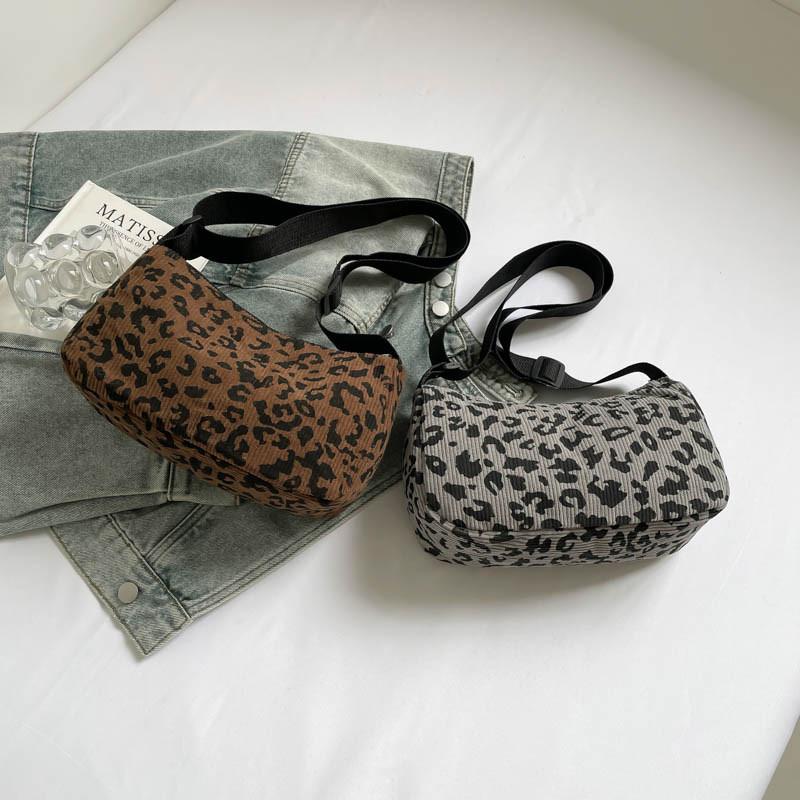 Ladies Corduroy Shoulder Bag With Letter Print Compact Crossbody For Casual Travel