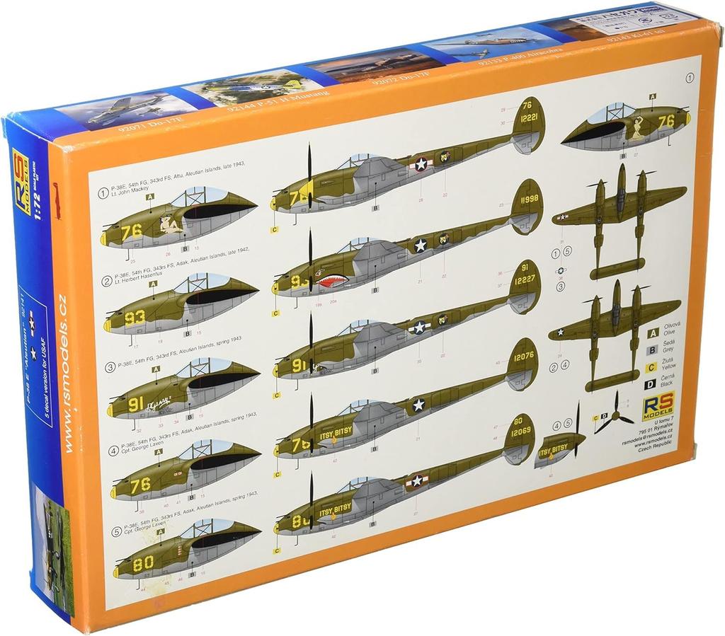 RS Model Lightning Aleutian Plastic Model 1/72 P-38E "92141"