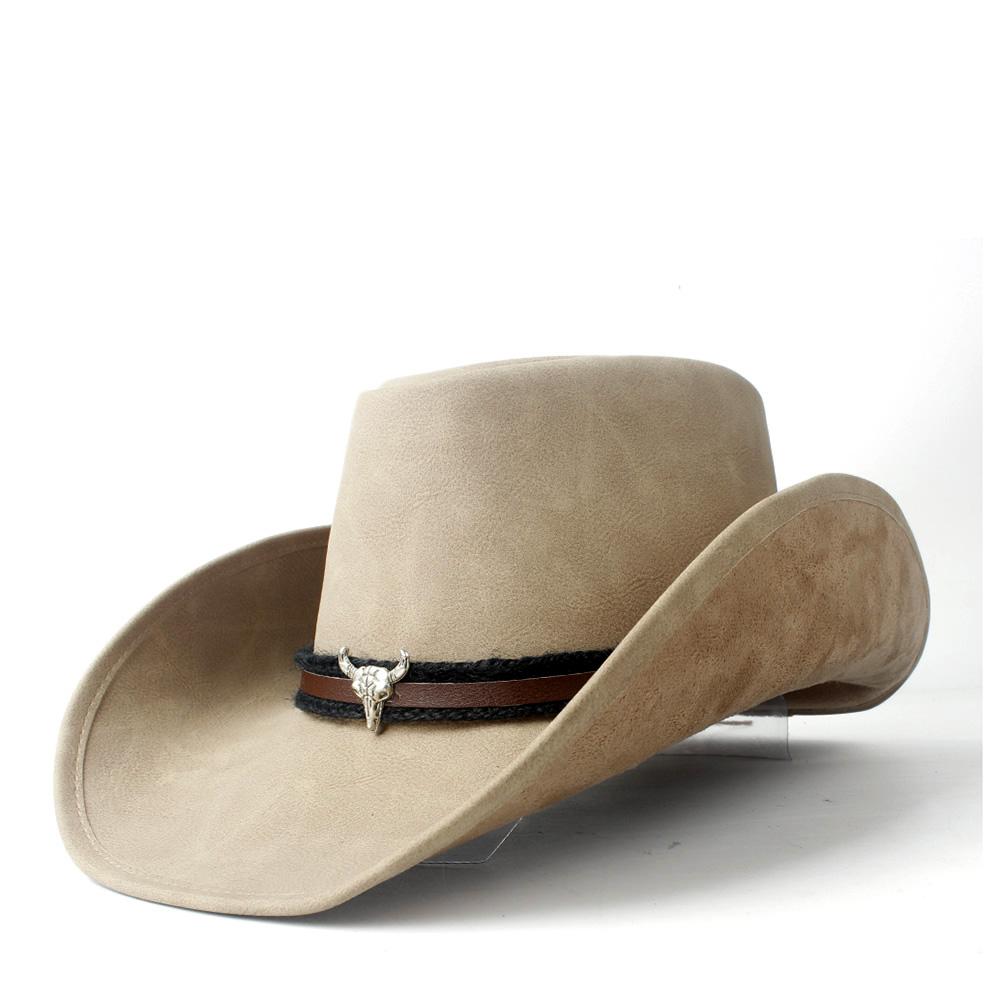 Pălărie de cowboy occidentală 100% din piele pentru bărbați, pentru gentleman, tată, Jazz, Sombrero Hombre, mărimea 58-59CM, stil 36