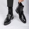 Fashion Male Leather Ankle Boots Leisure Walk Mens Chelsea Boots Business Dress Shoes New Luxury Brand Bota Handmade High Top Men Shoes