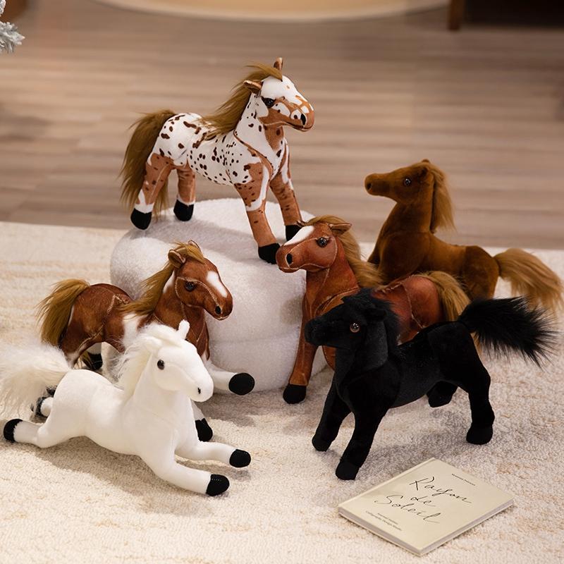 28Cm High Quality Cute Simulation Horse Plush Doll Lifelike Change Posture Horse Plush Toy Home Decor Gift For Boys And Girls