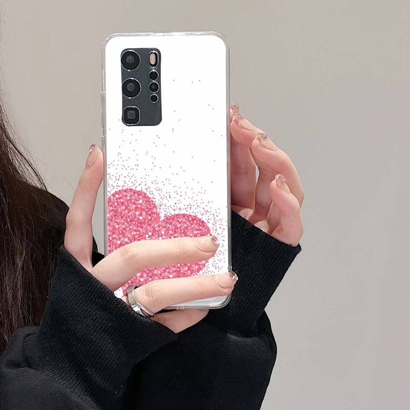 Loving Heart Ripple Phone Case For Huawei Mate P10 P20 P30 P40 P50 Smart Z Honor 50 60 70 Pro Lite Transparent Case