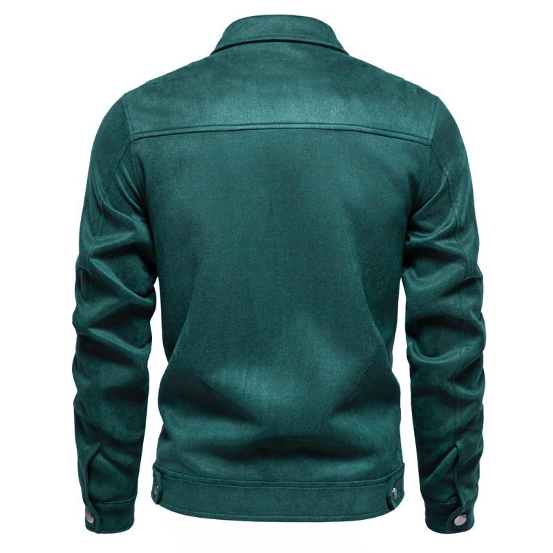 Men’s Suede Turn Down Collar Outdoor Jacket
