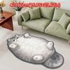 Absorbent Cat Shaped Rug Soft Surface Cat Shaped Carpet Cute Animal Print Rug  Bedroom Decor