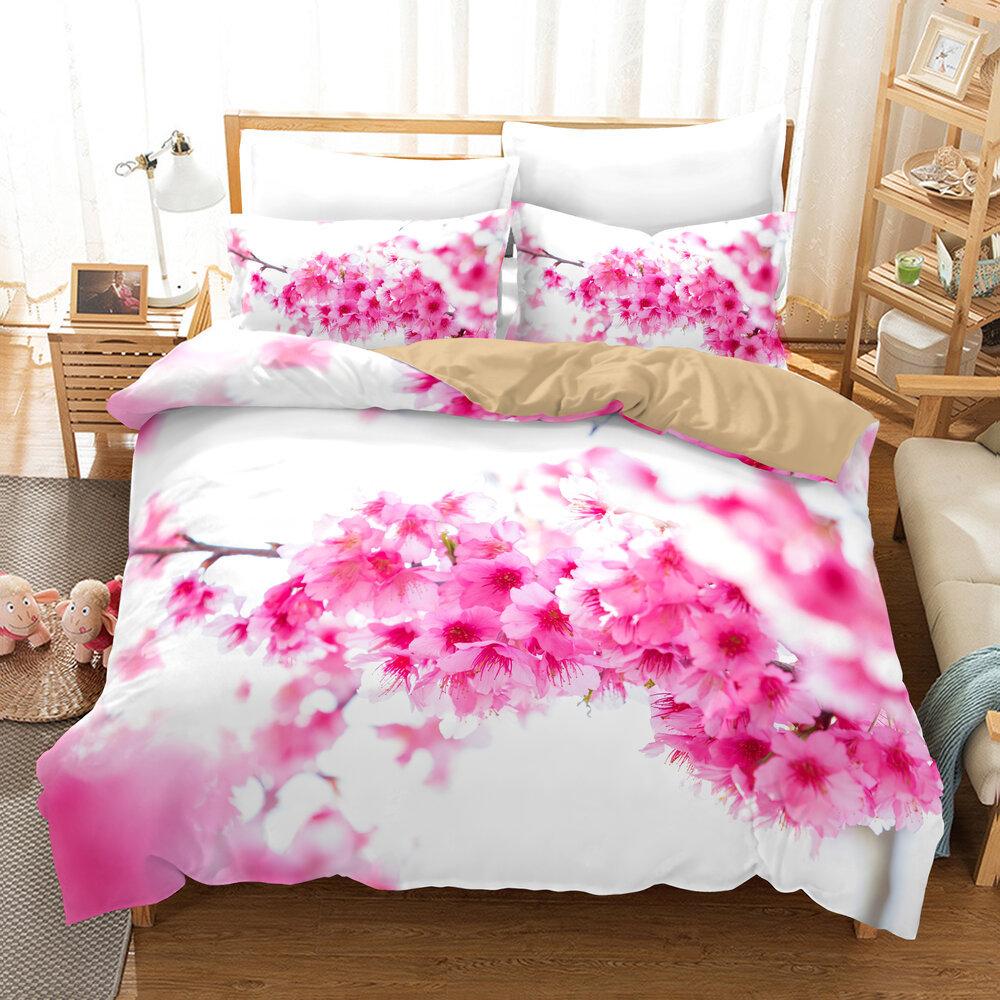 

Пейзаж с цветущей вишней, трехкомпонентный набор для цифровой печати в американском стиле для электронной коммерции GB-Single135cm×200cm