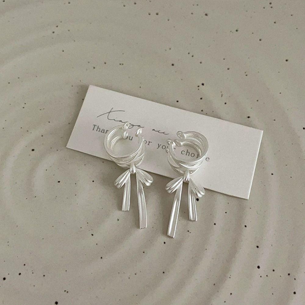 Non-piercing Lacing Bow Ear Cuffs Harajuku Bow Earrings Aesthetic Balletcore Ribbon Ear Cuff  Girls