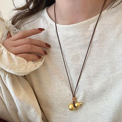 New Chinese Style Ancient French Tide Gourd Metal Necklace Women'S Light Luxury High Sense Fashion Temperament Versatile Neck Chain Sweater Chain
