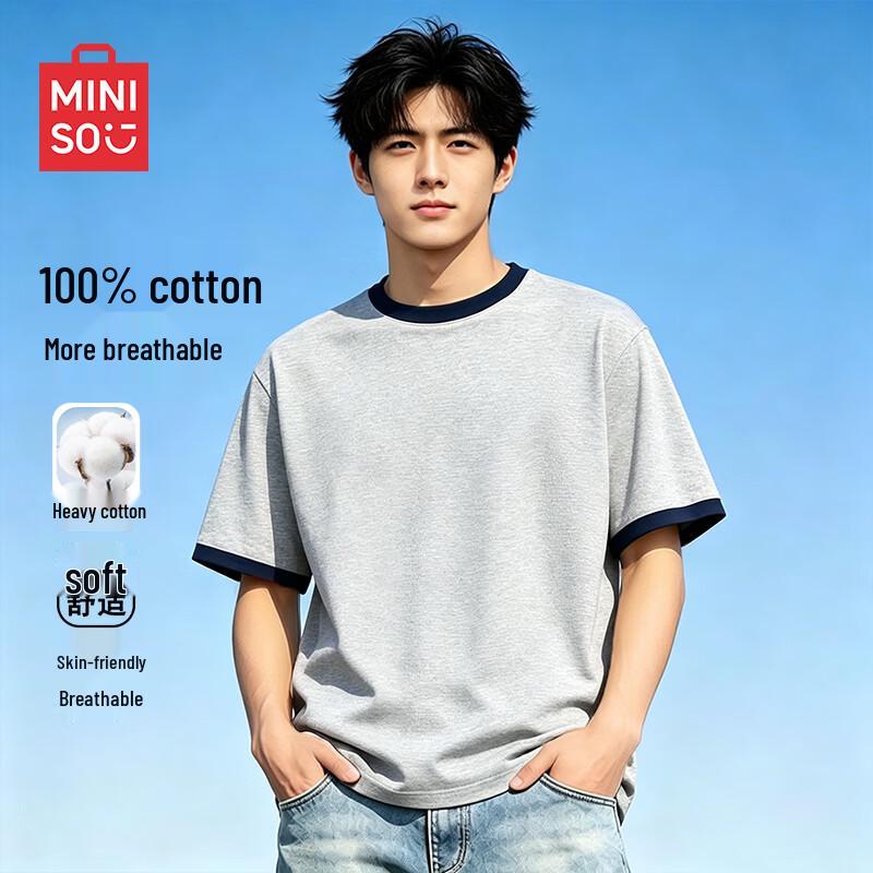 

MINISO Men s Retro High Street Casual Short Sleeve T-Shirt 3XL