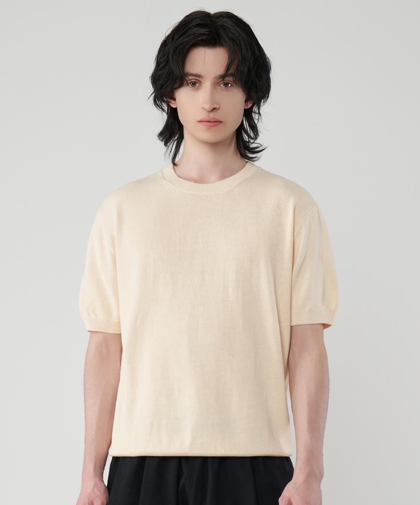 UNTAPPED STUDIO Washable Cool Cotton Short Sleeve Round Knit 4 Colors (Type A)