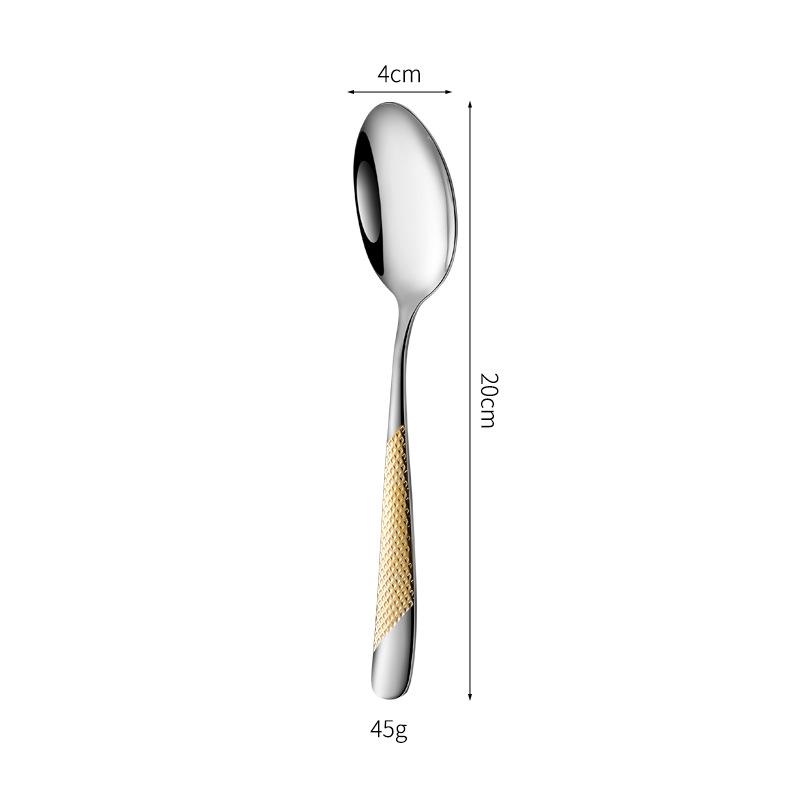 Star Diamond Stainless Steel Gold-Plated Flatware Set: Luxury Knife, Fork, and Spoon for Upscale Dining.