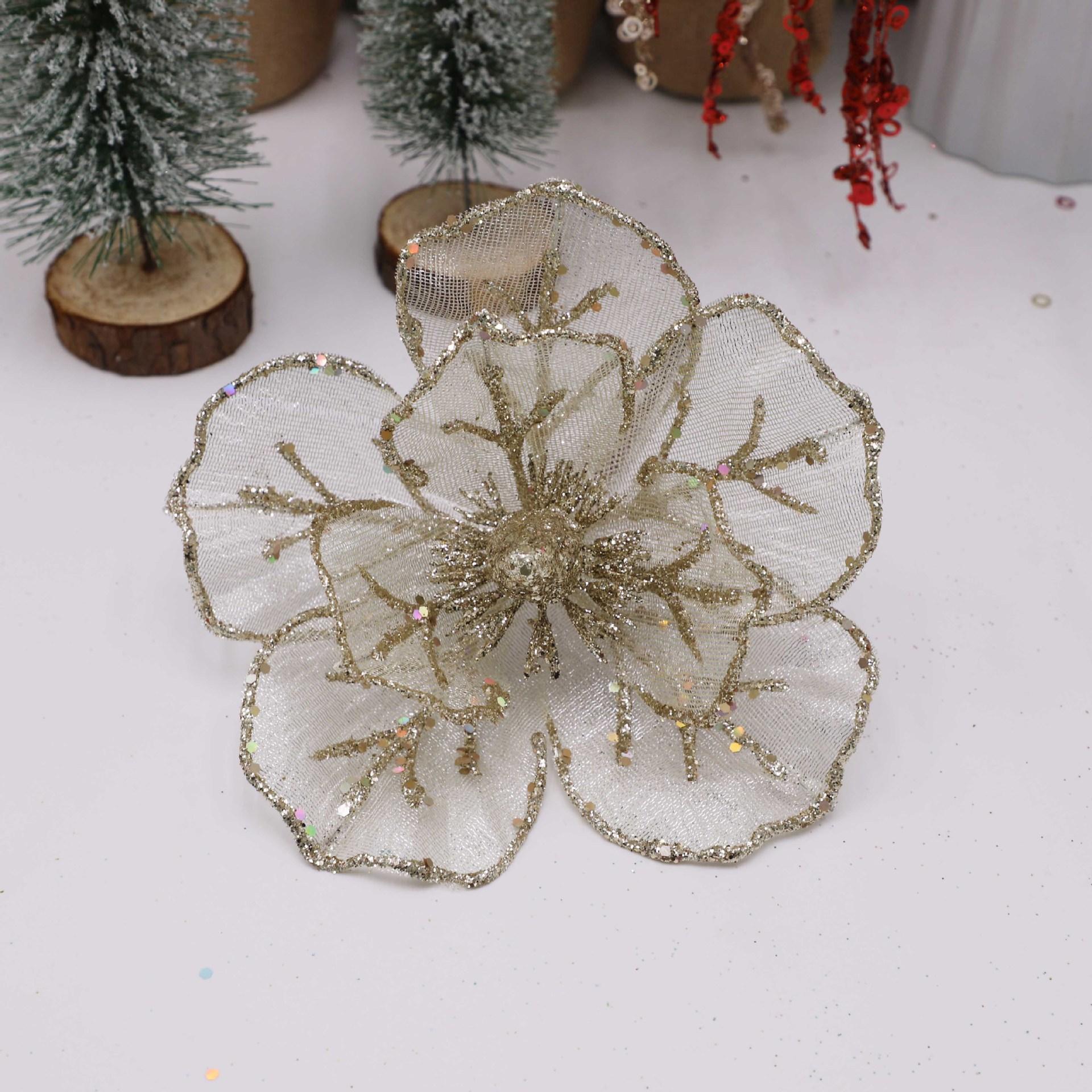 

Christmas High-end Flannelette Simulation Flower 25cm Golden Champagne Christmas Tree Decoration Flower Arrangement for New Year шампанського