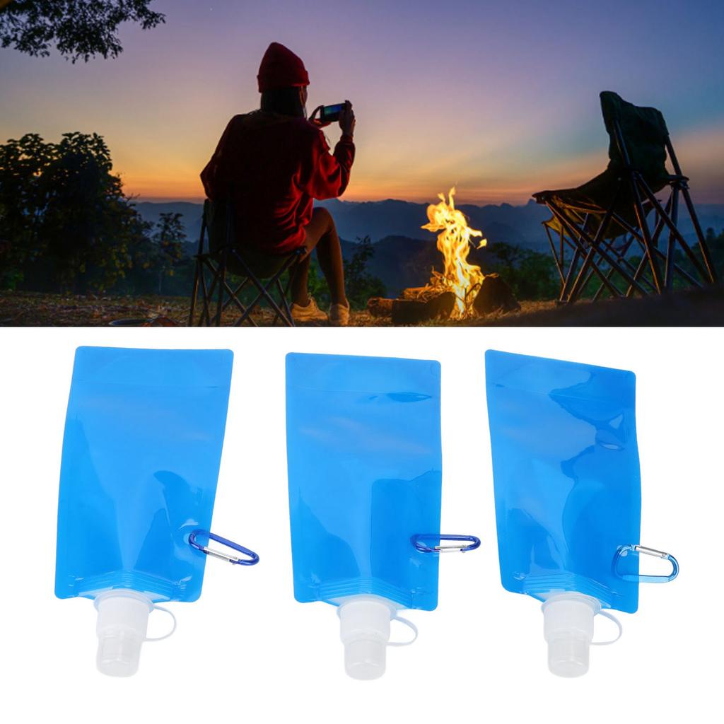 3pcs 480ml Collapsible Water Bottles Portable Ultralight Foldable Drinking Bottle with Connecting Hook