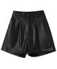 WEGO PU Faux Korean Size Black Women's Vintage-Like Shorts, Trousers, Bottoms, Leather, Style, Girly, Casual, Gift, Spring, Autumn, Winter, M,