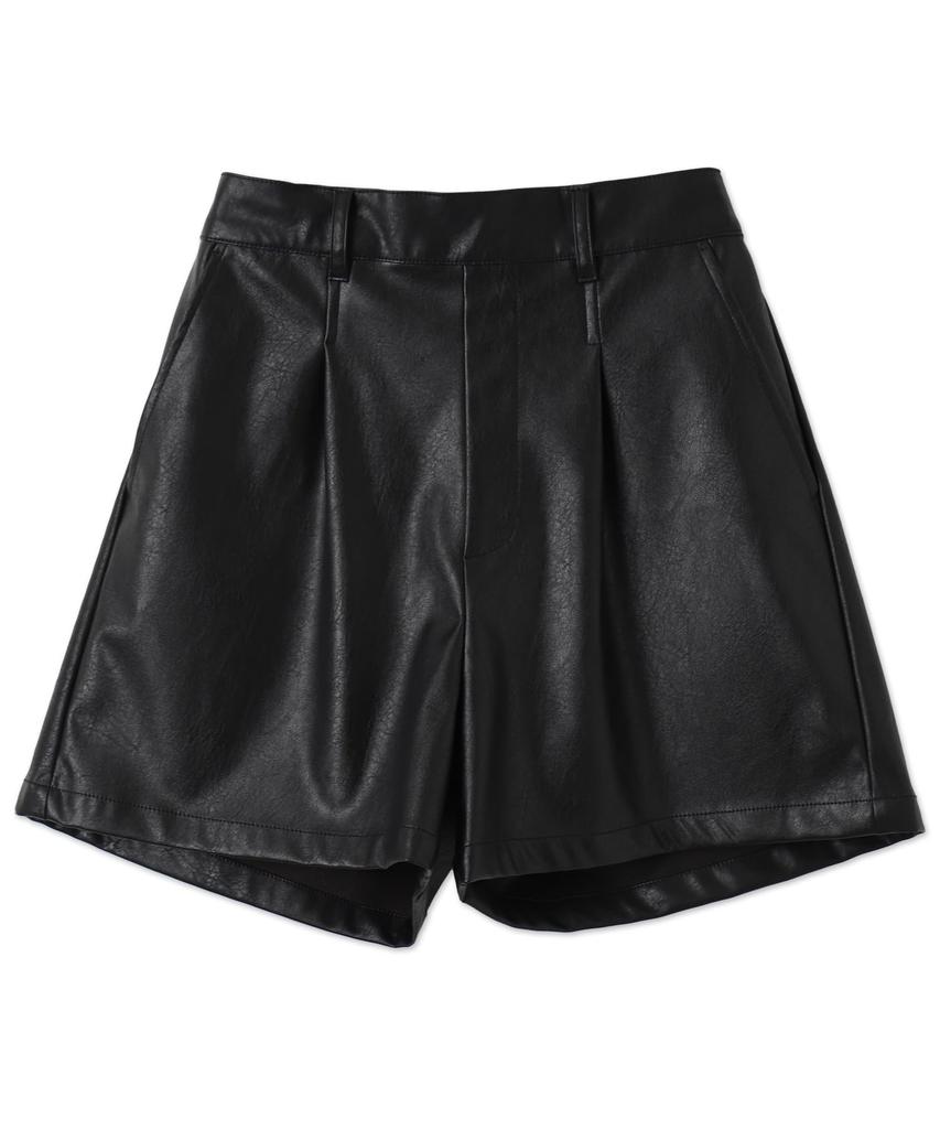 WEGO PU Faux Korean Size Black Women's Vintage-Like Shorts, Trousers, Bottoms, Leather, Style, Girly, Casual, Gift, Spring, Autumn, Winter, M,