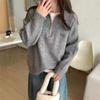 Women's Autumn/Winter Half-Zip Embroidered Turtleneck Sweater - Loose, Lazy Style Knitwear Top