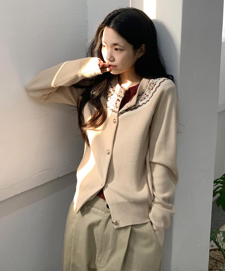 Citybreeze Wool Nordic Round Neck Knit Cardigan_2 Colors