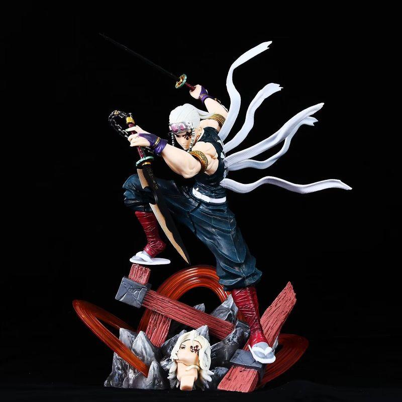 New Demon Slayer Gk Tengen Uzui Dual Head Sculpt Static Statue Pvc Model Toys Desktop Ornament Anime Collection Surprise Gifts